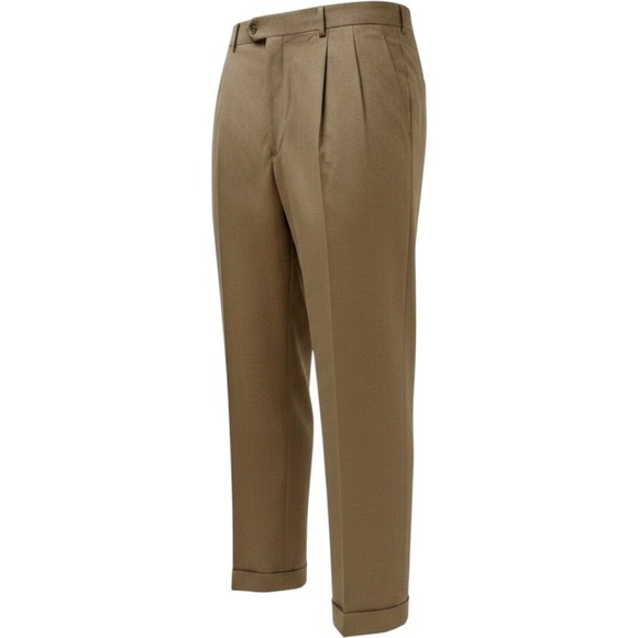 Brooks Brothers Other - Brooks Brothers Saxon Dress Pants Mens Tan Pleated Wool Cuffed USA Size 37W
